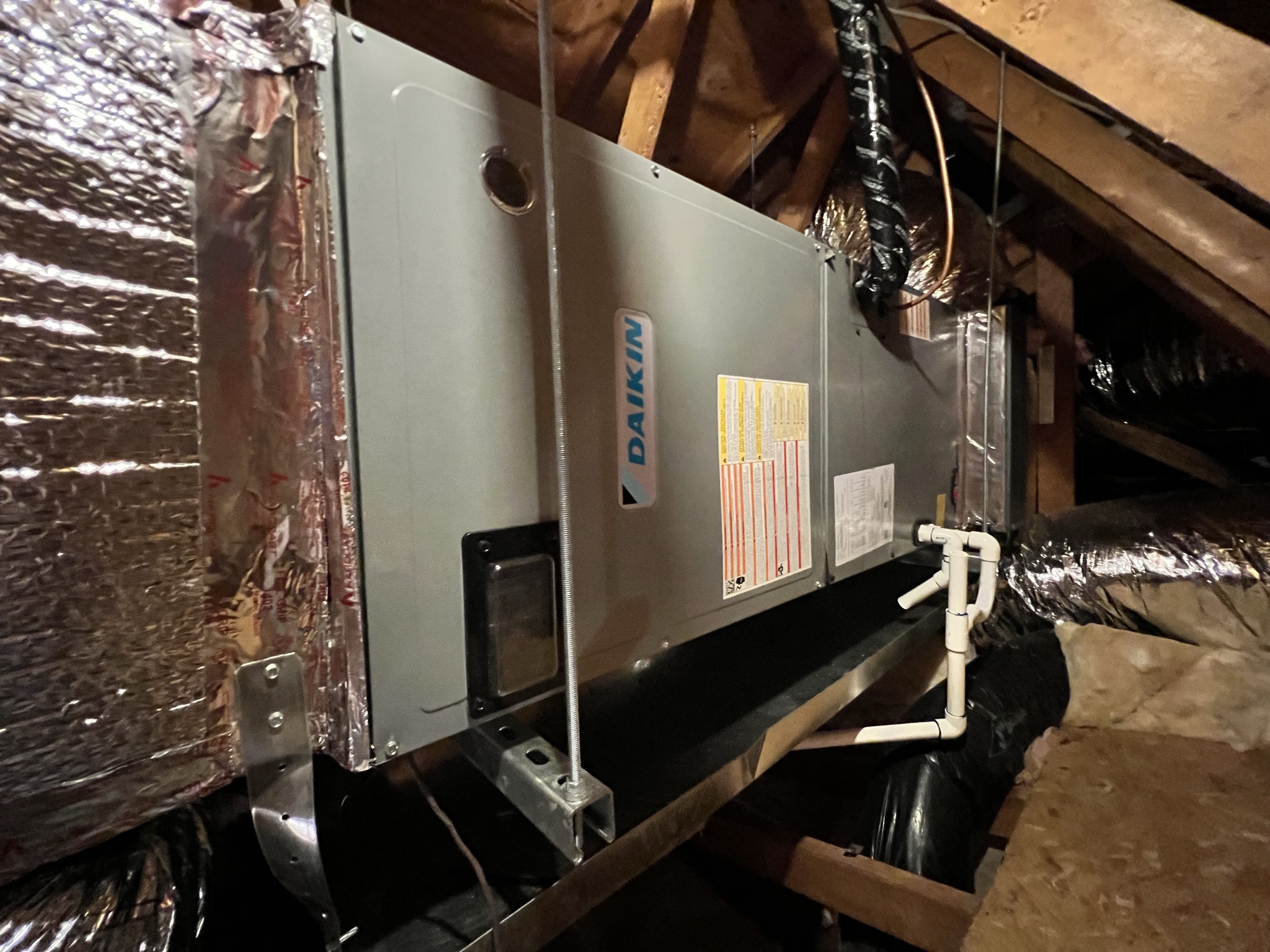 Interior attic HVAC equipment