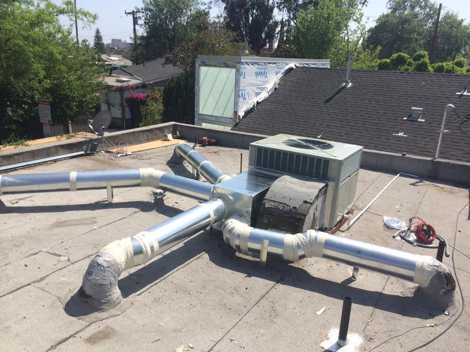 Rooftop HVAC installation and ductwork completed by Richie's Heating and Air